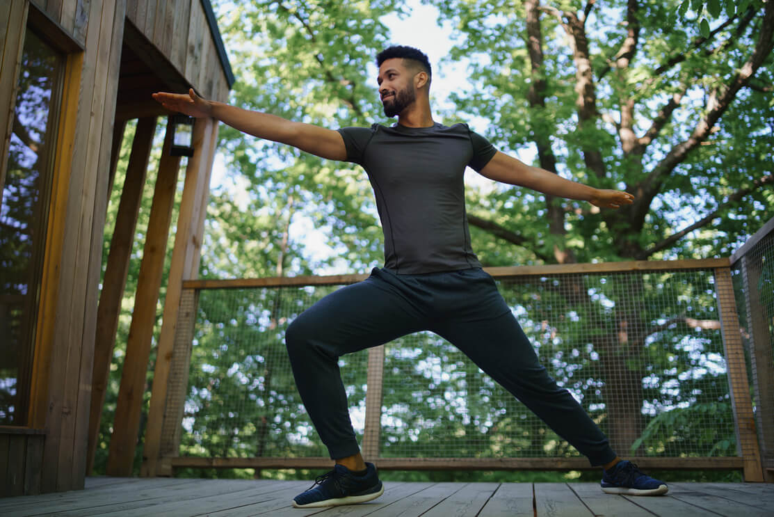 a man who is a former cocaine addict is detoxing by exercising in nature