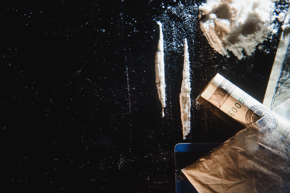 a powder meth and a crack with a money and credit card